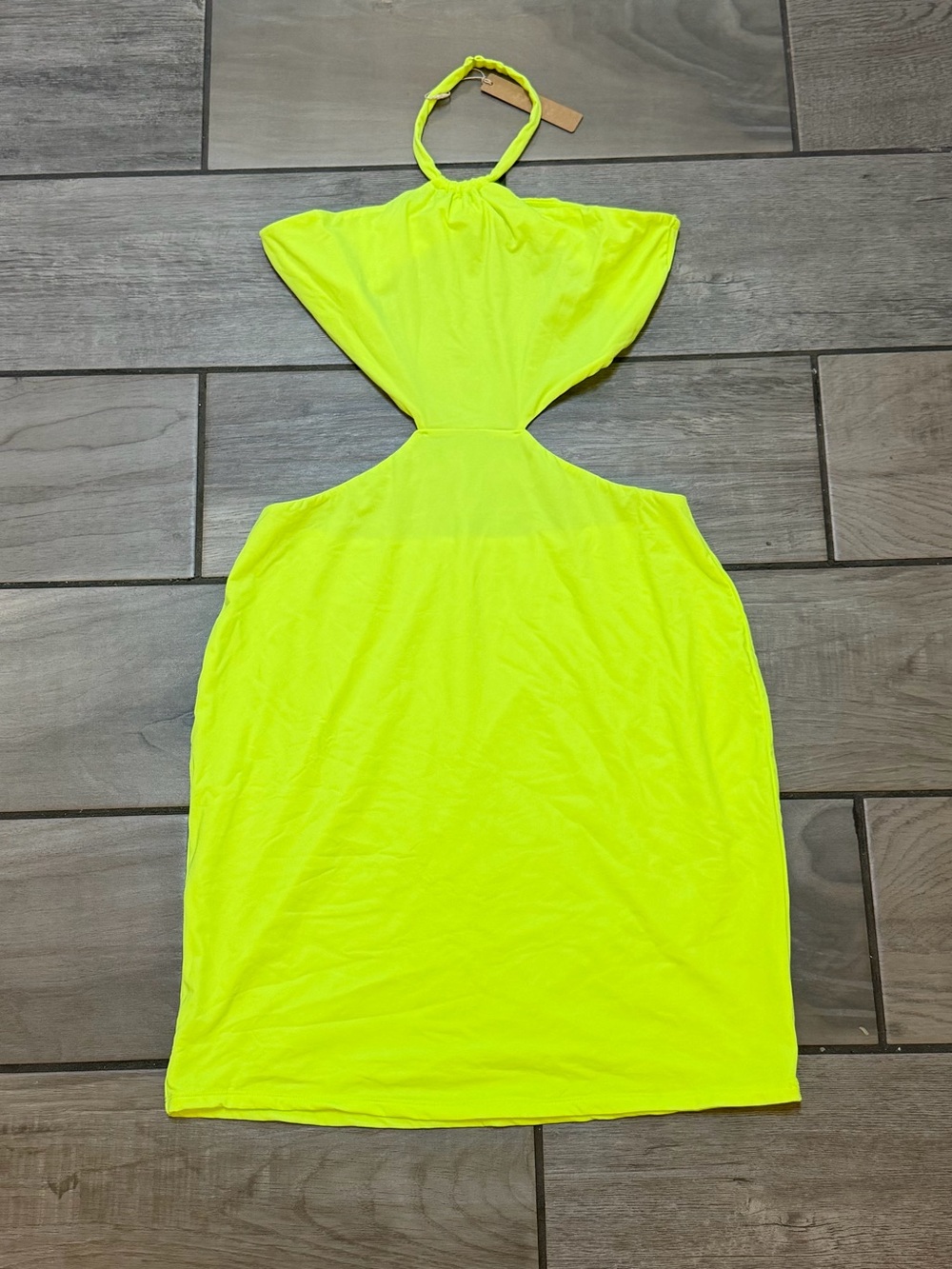 SKIMS Fits Everybody Halter Dress Green Highlighter  Bodycon Cutout